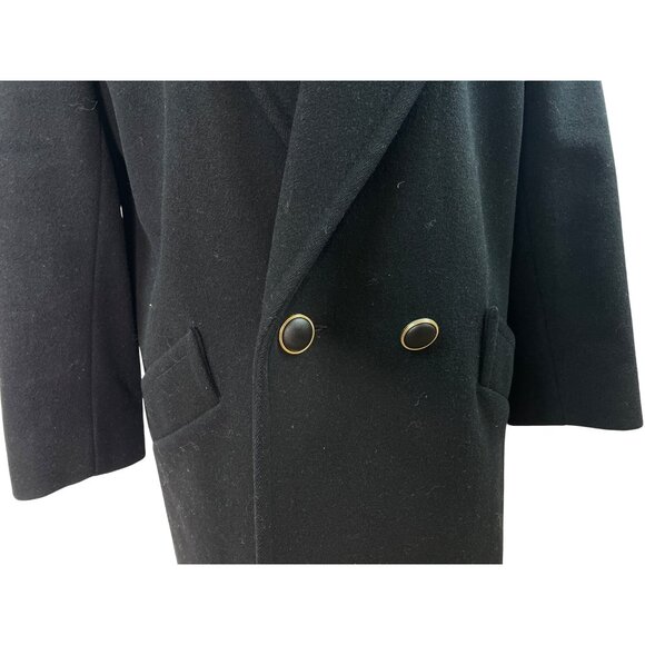 Jones New York Black Double-Breasted Coat With Velvet Collar & Gold Buttons - Picture 6 of 9